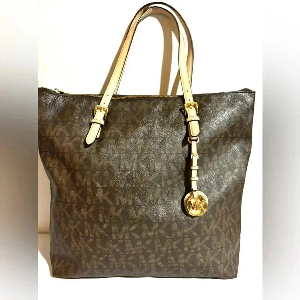 Michael Kors Mk Signature Print Canvas Hobo Handb… - image 1